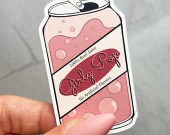 Girly Pop Soda Can Sticker: Waterproof Holographic Decal