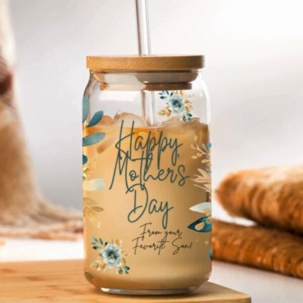 Happy Mother's Day From your Favorite Son! | Glass Tumbler | Iced Coffee Cup