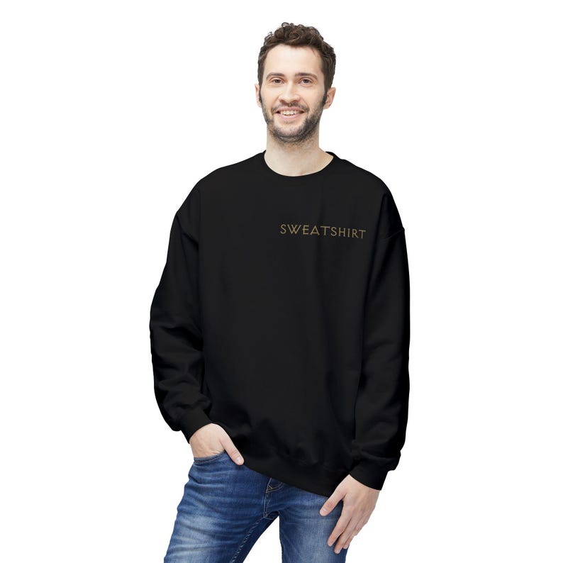 Sudadera unisex minimalista con cuello redondo negra inspirada en Diablo y botín de rareza única imagen 4