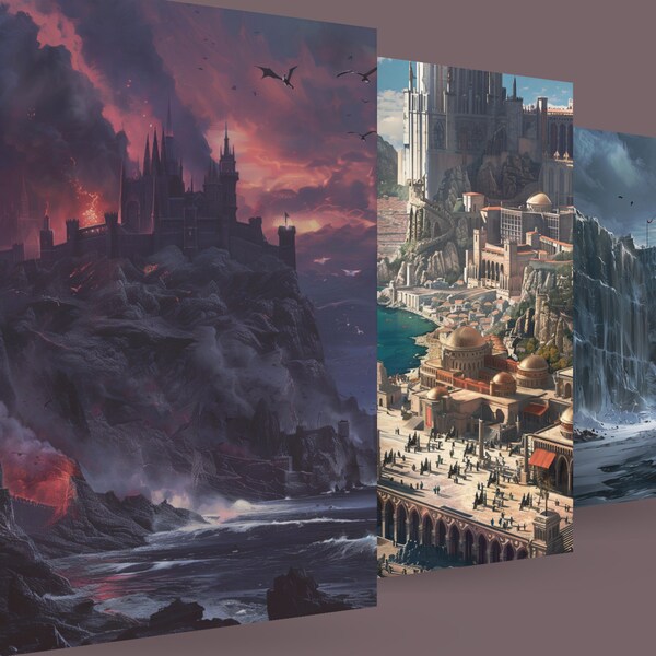 Game of Thrones Art Pack - Digital Download of Dragonstone, The Wall, Old Valyria - House of the Dragon Art Pack
