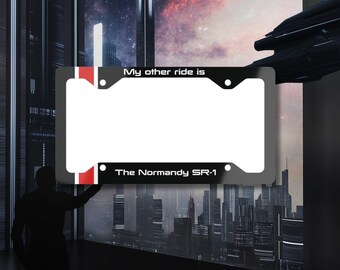 Mass Effect License Plate: Normandy SR-1, Sci-Fi Car Decor