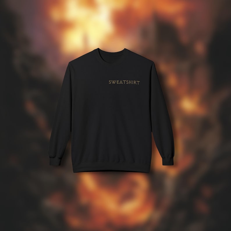 Sudadera unisex minimalista con cuello redondo negra inspirada en Diablo y botín de rareza única imagen 2