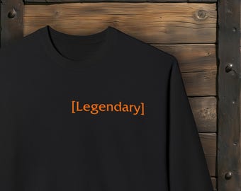 World of Warcraft Inspired ‘Legendary’ Sweatshirt, Minimalist Black Unisex Crewneck