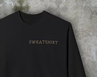 Sudadera unisex minimalista con cuello redondo negra inspirada en Diablo y botín de rareza única