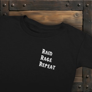 World of Warcraft Inspired Raid Rage Repeat Shirt Minimalist Black Unisex Crewneck Cotton Tee