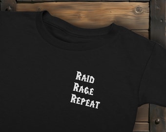 World of Warcraft Inspired Raid Rage Repeat Shirt Minimalist Black Unisex Crewneck Cotton Tee