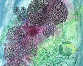 Items similar to Coral Reef Original Ink Drawing Fun Seascape