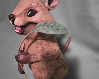 Happy quokka paper MACHE clay handmade unique sculpture