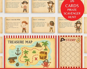 Kit de búsqueda del tesoro pirata: Mapa del tesoro, pistas y desafíos (Descarga PDF)