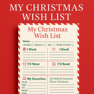 Mitarbeiter Weihnachtswunschliste Vorlage | Druckbare Urlaub Geschenkliste | PDF zum Ausfüllen, Sofort Download | Büro Wichtelfiguren