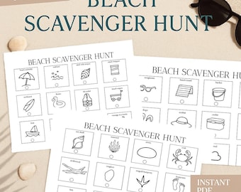 Beach Scavenger Hunt: Kid's Summer Game, Printable Activity (PDF Download)