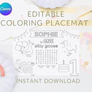 One Silly Goose Coloring Page | Goose Birthday Party Activity Sheet | One Silly Goose Birthday | Printable Coloring Sheet for Kids