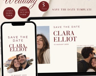 Minimalist Save the Date Website, Editable Canva Wedding Site, Modern Digital Invitation, Wedding RSVP Form