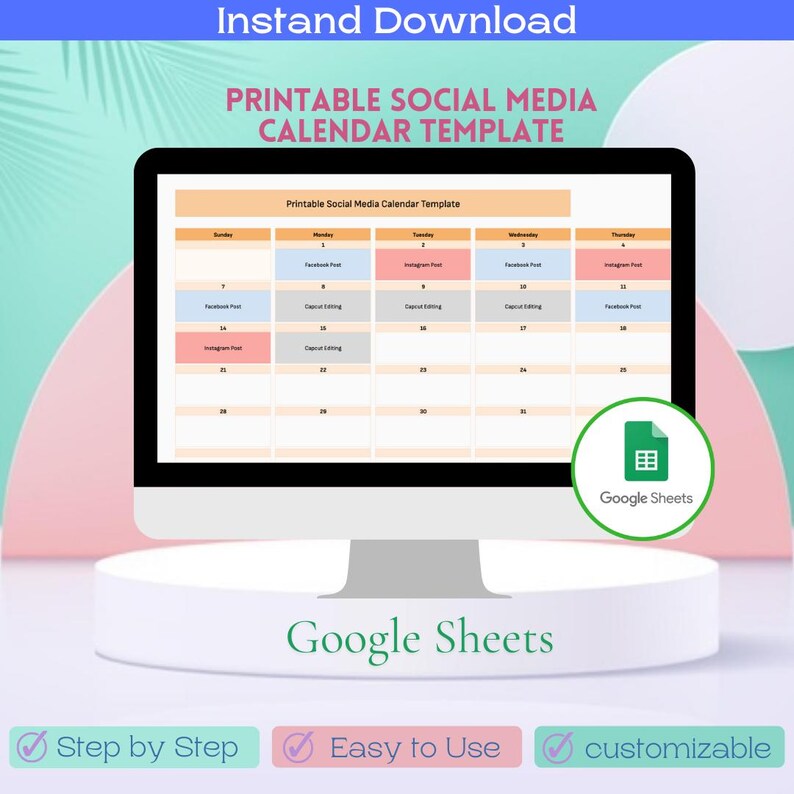 Printable Social Media Calendar Template Google Sheets 2025 Content