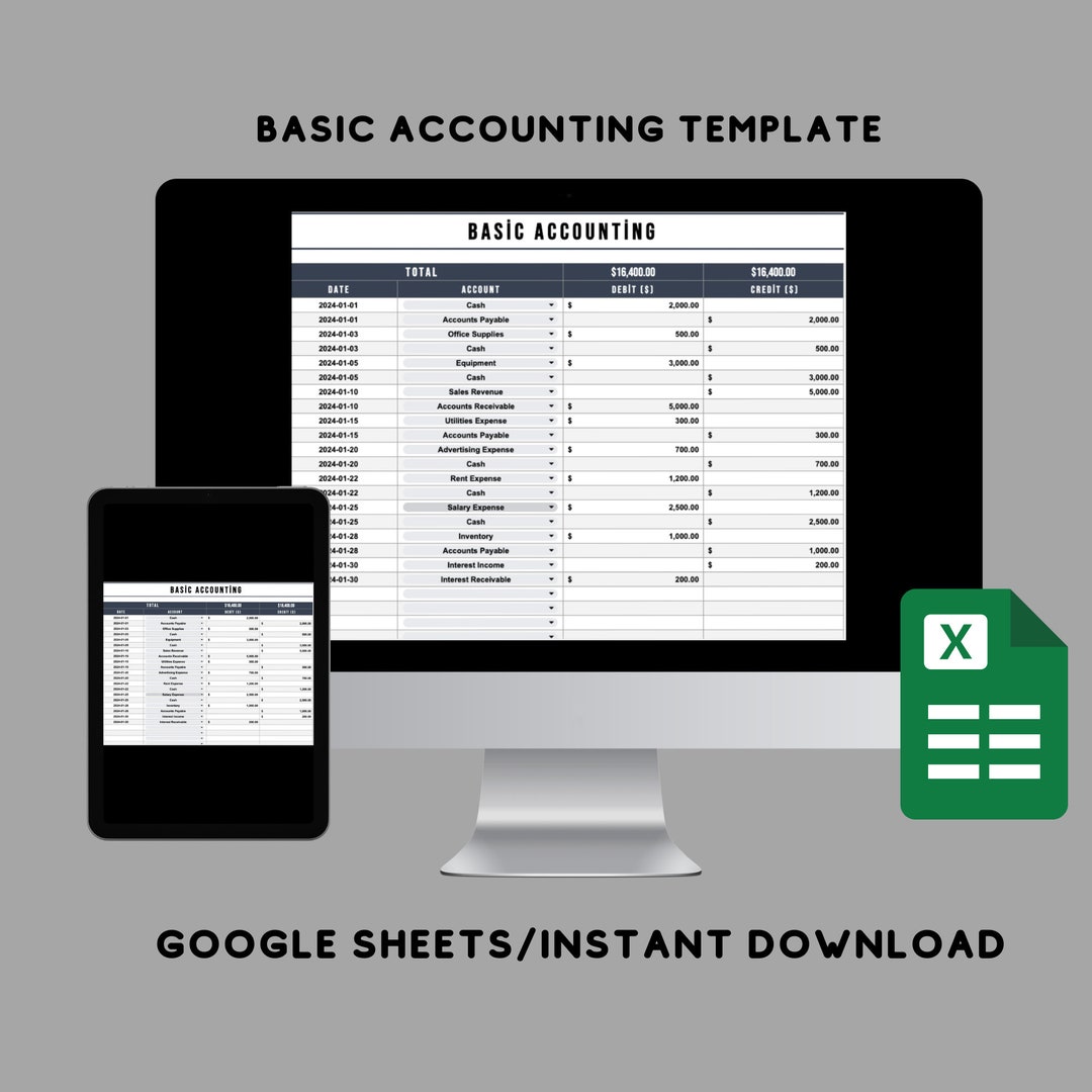 Basic Accounting Template for Google Sheets Simplify Bookkeeping Easy ...