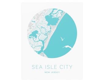 Mapa moderno de la ciudad de Sea Isle Póster