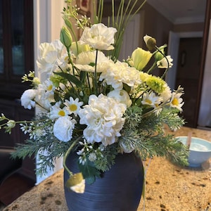 White Faux Flower Arrangement: Modern Vase Centerpiece