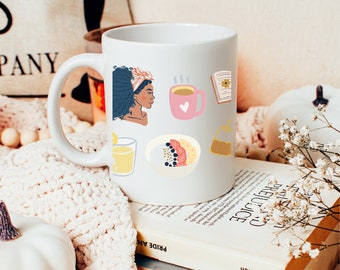 Self-Care Bliss Illustrated Coffee, Tea, Hot Chocolate Mug, Graphic Coffee mug