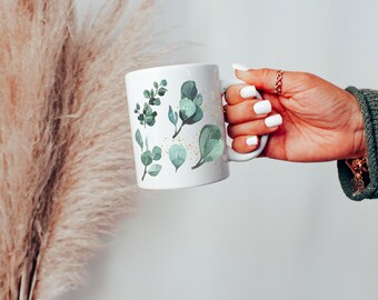 Eucalyptus Botanical Coffee Mug, Tea Mug, Illustrated Drinkware