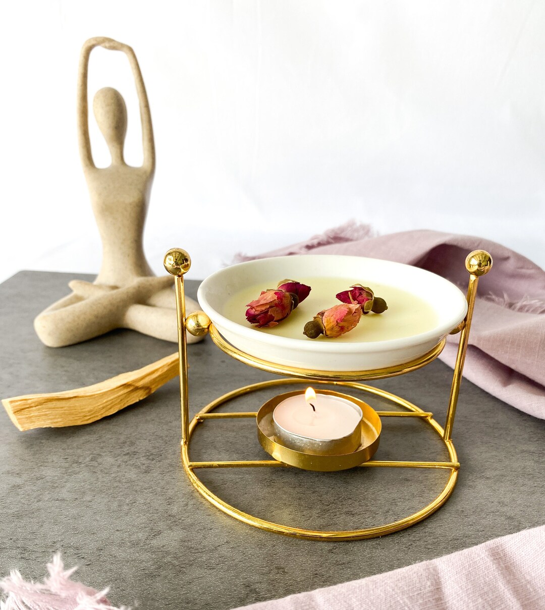 Gold Wax Melt Warmer and Gemstone Wax Melt Gift Set Oil Diffuser Wax