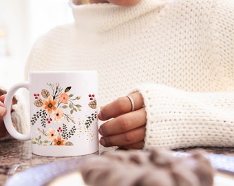 Blossom Harmony Coffee Mug, Tea Mug, Hot Chocolate Illustrated Drinkware