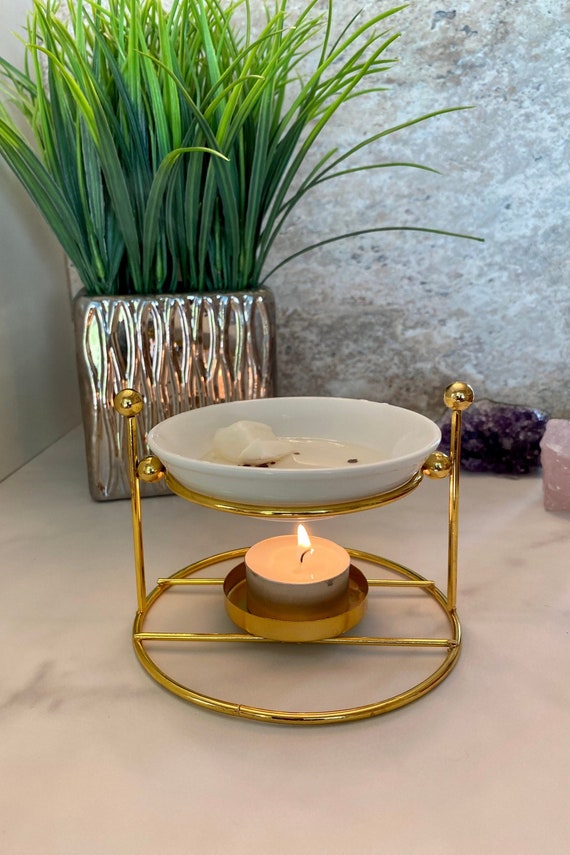 Gold Wax Melt Warmer and Gemstone Wax Melt Gift Set Oil Etsy