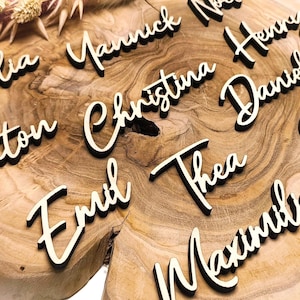 Tischkärtchen, Namensschild aus Holz, Tischdeko Hochzeit, Kommunion, Taufe, Tischkarten Holz Namen, Gastnamen, Gastgeschenk, Platzkarten