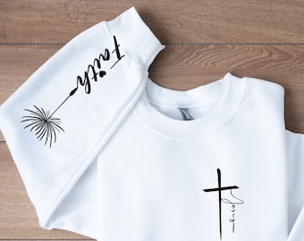Christian Crewneck Sweatshirt, Religious Sweatshirt, Jesus Sweatshirt, Faith Sweatshirt, Believe Sweater, God Sweater, Faith Cross Sweater.