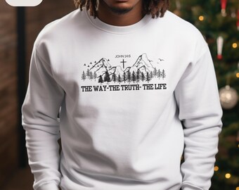 Christian Sweater Catholic Man Sweater, Scripture Pullover, Faith Sweater Girl Gift, Religious Sweater, Bible Verses Sweater Gift.