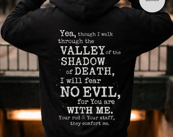 Sudadera con capucha para hombre cristiano, sudadera con cruz del Salmo 23, sudadera con cremallera.