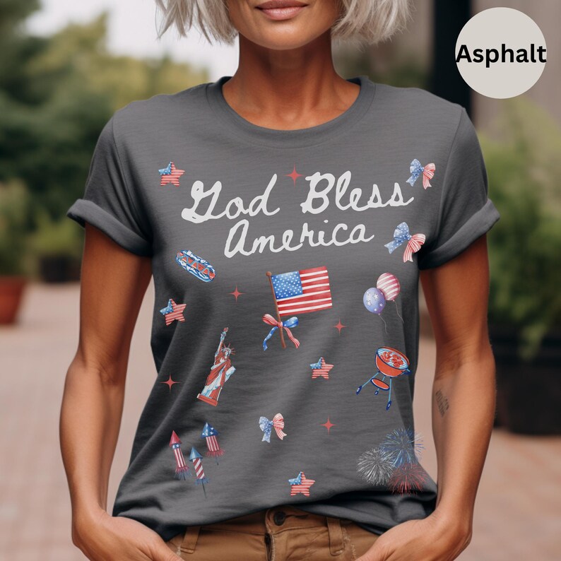 Patriotic Tee, Independence Day Shirt, July 4th Top, American Flag Tee, USA Pride T-Shirt, Memorial Day Shirt, Christian 4th July T-Shirt. bild 5