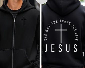 Christian Zipper Hoodie, Religious Full Zip Hooded Sweatshirt, Faith Zip-Up Jacket, Christian Apparel, Religious Gift