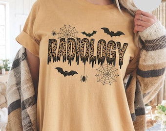 Halloween Radiology Cheetah Print T-shirt, Unisex Graphic Tee Medical Imaging Shirt Gift for Radiologists Spooky Costume Top Comfort Colors