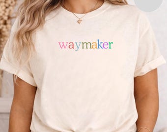 Christian Women waymaker T-shirt, Pastel Text Faith Graphic