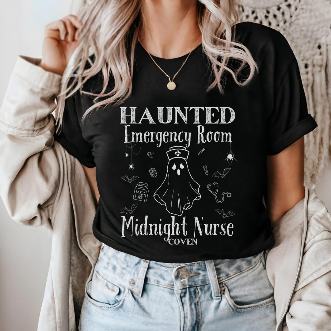 Haunted Er Nurse Halloween Shirt, Emergency Room Night Shift Nurse, Ghost T-shirt ...