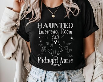 Nurse Halloween Shirt, Emergency Room Night Shift Nurse, Ghost T-shirt For Nurse, Registered Nurse Ghost Tee, Haunted ER T-Shirt, Spooky Tee