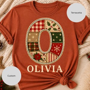 Custom Monogram Christmas Shirt, Faux Patchwork Shirt, Personalized Initials Tee, Family Matching Tshirt.