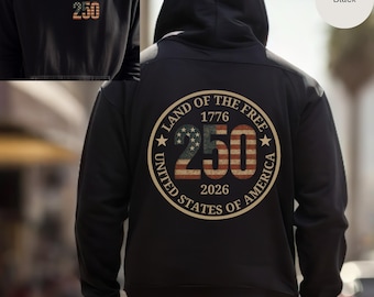 Hoodie Amerika 250e verjaardag - Sweatshirt patriottische viering, trui tweehonderdste verjaardag, trui US 4 juli, rood wit blauw