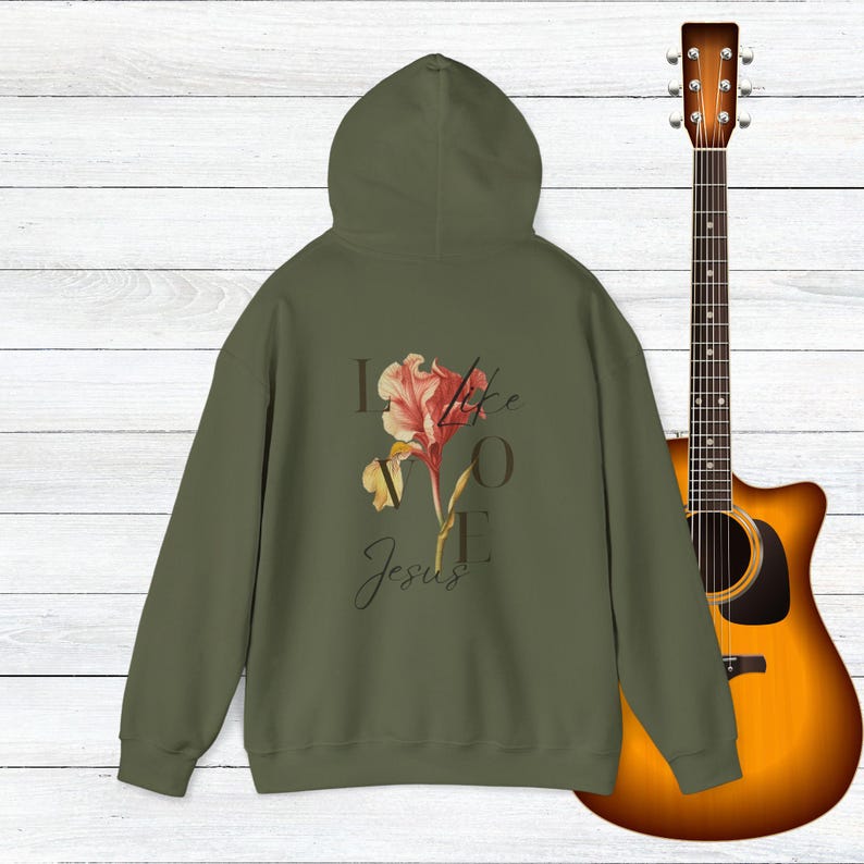 Love Like Jesus Boho Hoodie, Religious Hoodie, Catholic Floral Girl Hoodie, Christian Girl Hoodie, God Hoodie, Bible Verses Hoodie Gift. image 8
