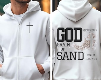 Christian Zipper Hoodie, Faith Apparel, Religious Full Zip Sweatshirt, Christian Gift, Bible Verse Hooded Jacket, Religious Zip Hoodie