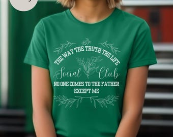 Social Club Christian Youth T-shirt, Boho Christian Tee, Catholic Youth Shirt, Jesus Shirt For Kids Young Adult  The Way The Truth The Life