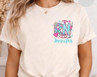 Personalized Nurse Shirt, Registered Nurse Name Tee, Student Gift, RN Shirt, Nurse Graduation Gift, Comfort Colors