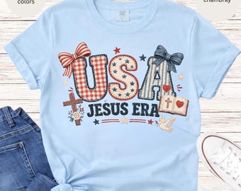 Christian USA Jesus Era T-shirt, Patriotic Faith Tee