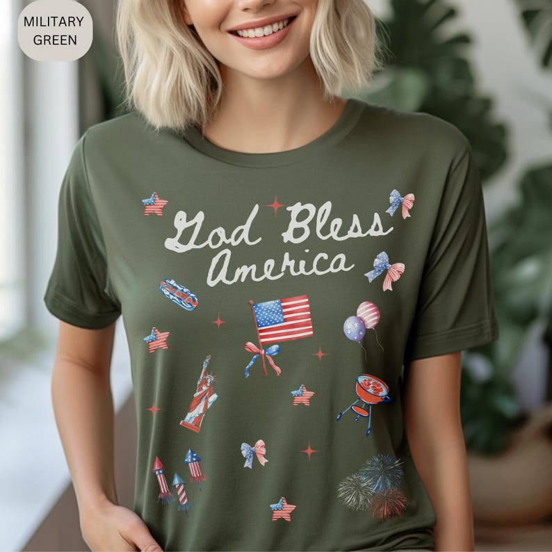 Patriotic Tee, Independence Day Shirt, July 4th Top, American Flag Tee, USA Pride T-Shirt, Memorial Day Shirt, Christian 4th July T-Shirt. bild 6