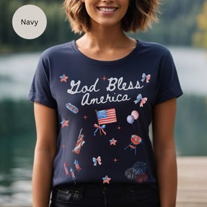 Patriotic Tee, Independence Day Shirt, July 4th Top, American Flag Tee, USA Pride T-Shirt, Memorial Day Shirt, Christian 4th July T-Shirt. bild 4