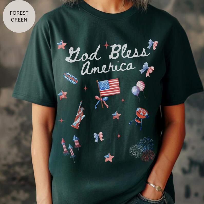 Patriotic Tee, Independence Day Shirt, July 4th Top, American Flag Tee, USA Pride T-Shirt, Memorial Day Shirt, Christian 4th July T-Shirt. bild 2