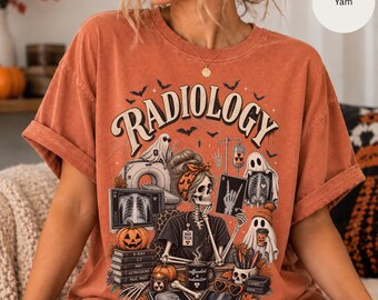 Radiology Halloween Skull T-shirt, Radiologic Tech Pumpkin Ghosts