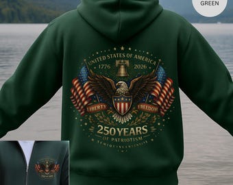 250ste verjaardag Amerika met ritshoodie sweatshirt patriottische viering, trui tweehonderdste verjaardag, trui US 4 juli, rood wit blauw