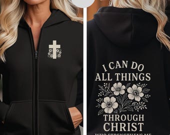 Felpa con cappuccio e cerniera con fede cristiana, felpa unisex con cerniera completa, maglione religioso, abbigliamento religioso da donna, giacca cristiana con cerniera