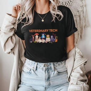 Halloween Vet Tech Short Sleeve Tee, Veterinarian Tech Shirt, Receptionist Gift, Vet Assistant, Vet Tech Week Gifts, Veterinary Medicine.